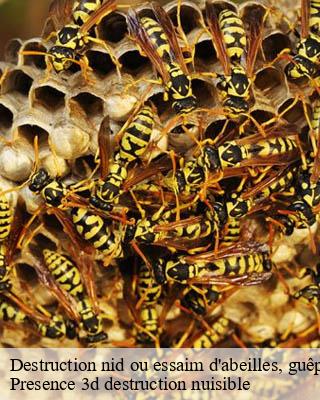 Destruction nid ou essaim d'abeilles, guêpes, frelon  courcelles-sapicourt-51140 Presence 3d destruction nuisible 
